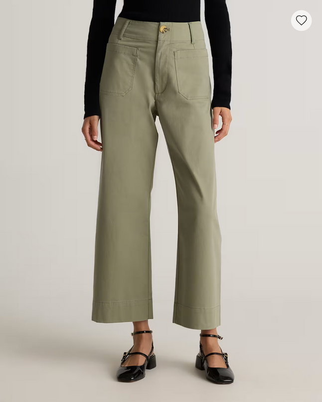 EVORA® Stretch Cotton Chino Cropped Wide Leg Pants