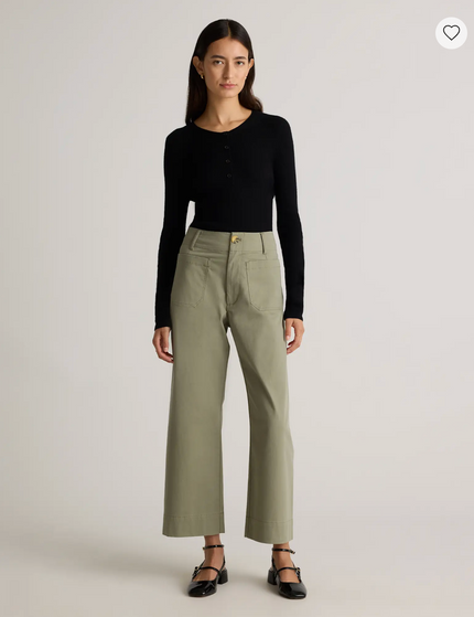 EVORA® Stretch Cotton Chino Cropped Wide Leg Pants