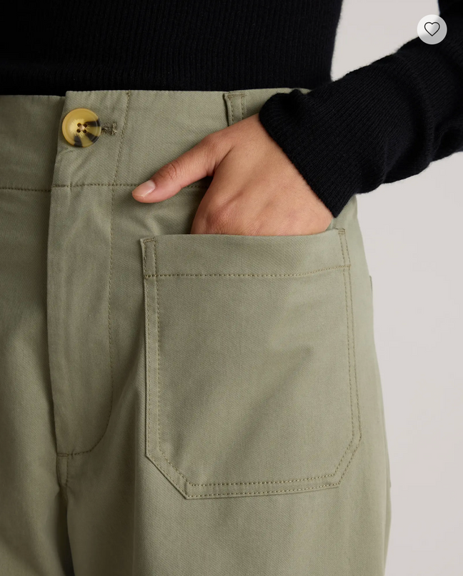 EVORA® Stretch Cotton Chino Cropped Wide Leg Pants