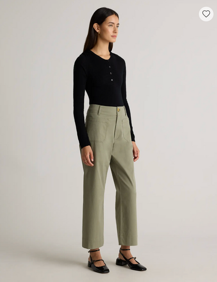 EVORA® Stretch Cotton Chino Cropped Wide Leg Pants