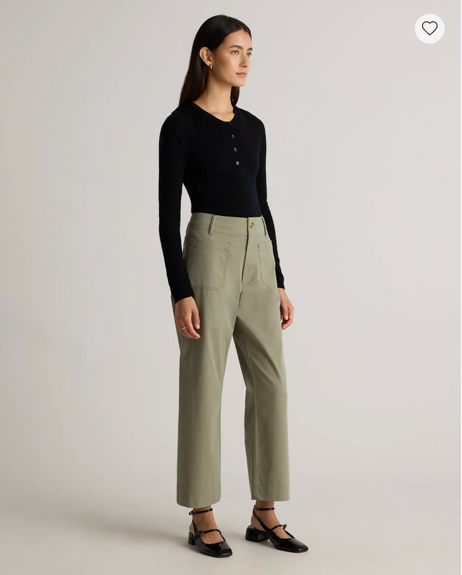 EVORA® Stretch Cotton Chino Cropped Wide Leg Pants