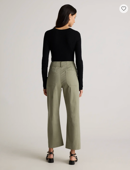 EVORA® Stretch Cotton Chino Cropped Wide Leg Pants