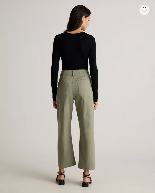 EVORA® Stretch Cotton Chino Cropped Wide Leg Pants