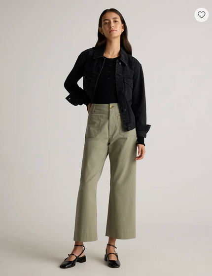 EVORA® Stretch Cotton Chino Cropped Wide Leg Pants