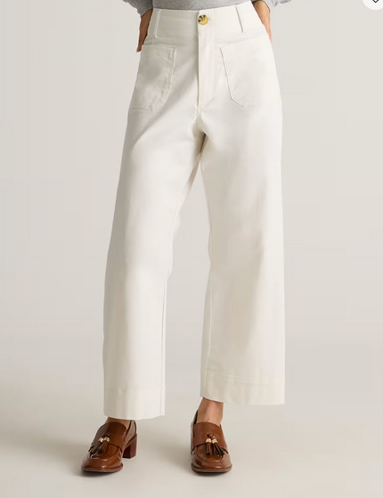 EVORA® Stretch Cotton Chino Cropped Wide Leg Pants