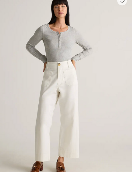 EVORA® Stretch Cotton Chino Cropped Wide Leg Pants