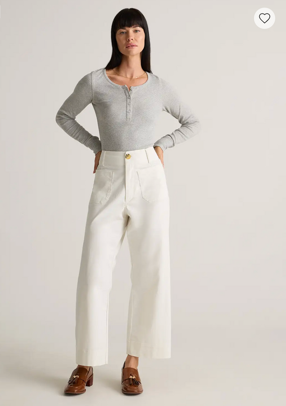 EVORA® Stretch Cotton Chino Cropped Wide Leg Pants