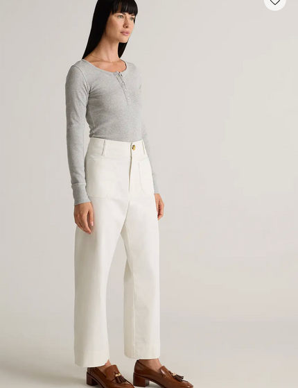 EVORA® Stretch Cotton Chino Cropped Wide Leg Pants