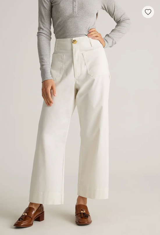 EVORA® Stretch Cotton Chino Cropped Wide Leg Pants