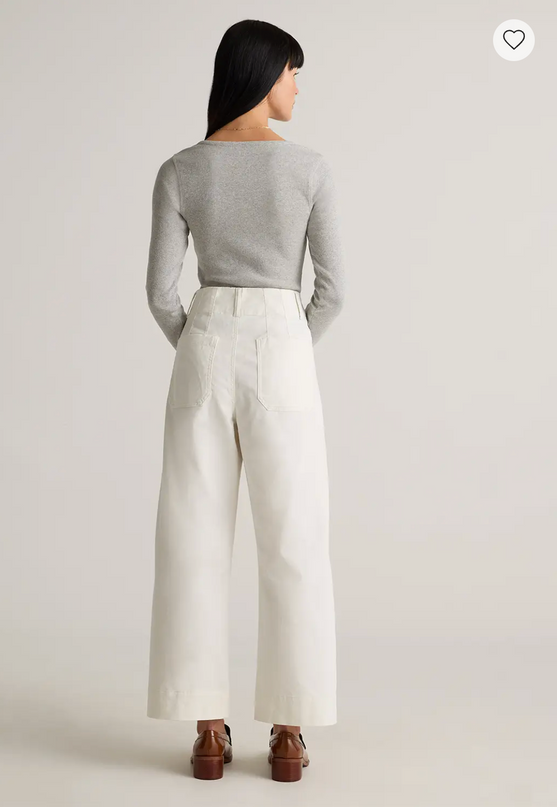 EVORA® Stretch Cotton Chino Cropped Wide Leg Pants