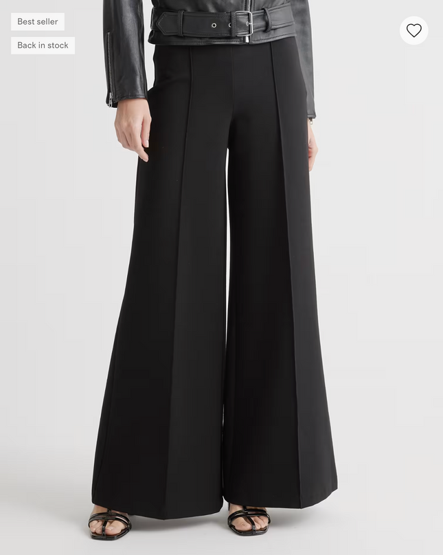 EVORA® Ultra-Stretch Ponte Super Wide Leg Ankle Pants