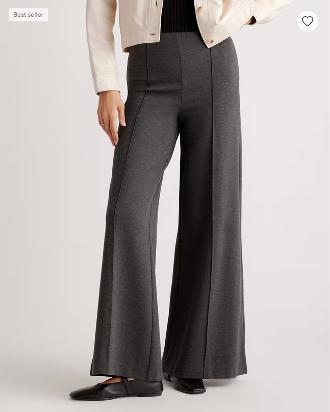 EVORA® Ultra-Stretch Ponte Super Wide Leg Ankle Pants