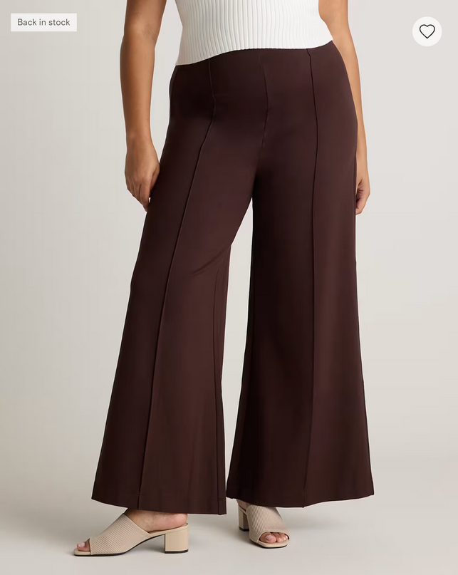 EVORA® Ultra-Stretch Ponte Super Wide Leg Ankle Pants