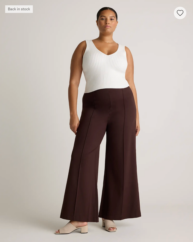 EVORA® Ultra-Stretch Ponte Super Wide Leg Ankle Pants