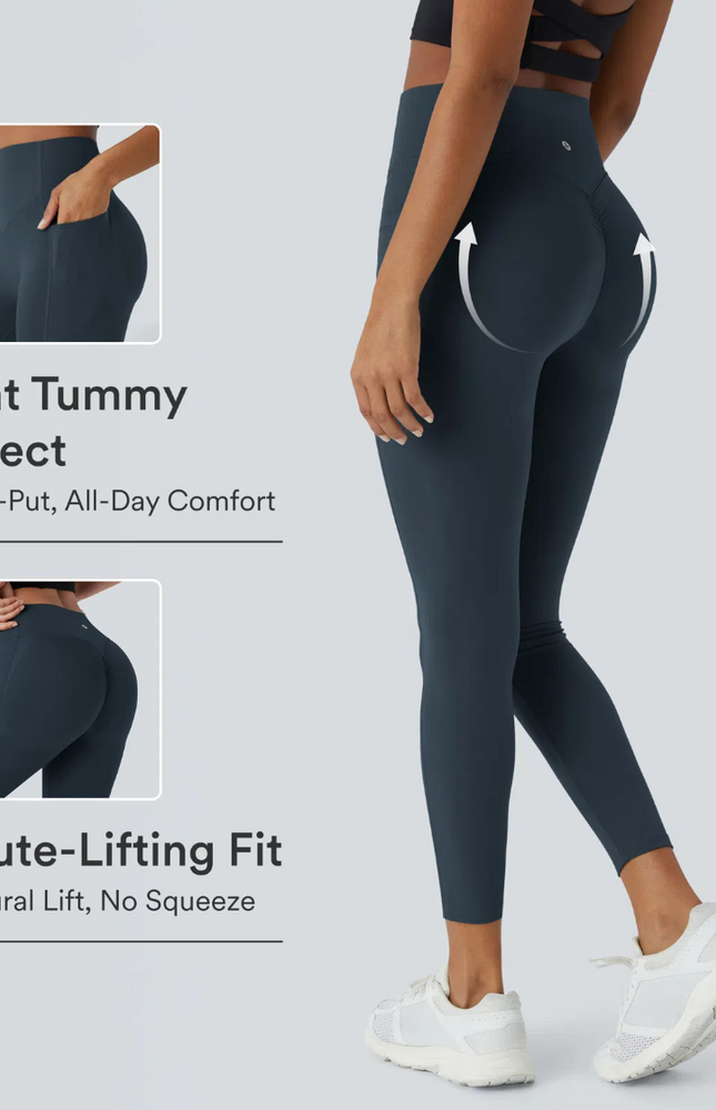EVORA® High Waisted Scrunch Butt Lifting Tummy Control Pocket Shaping Training Leggings