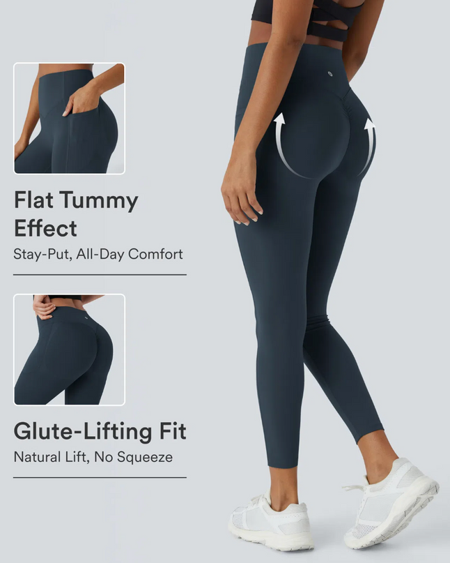 EVORA® High Waisted Scrunch Butt Lifting Tummy Control Pocket Shaping Training Leggings