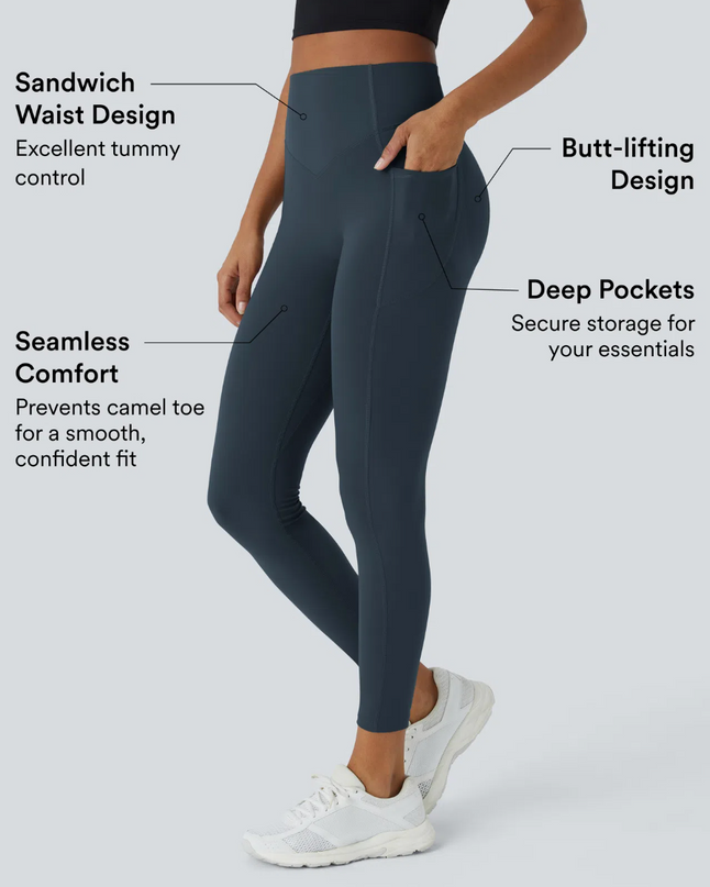 EVORA® High Waisted Scrunch Butt Lifting Tummy Control Pocket Shaping Training Leggings