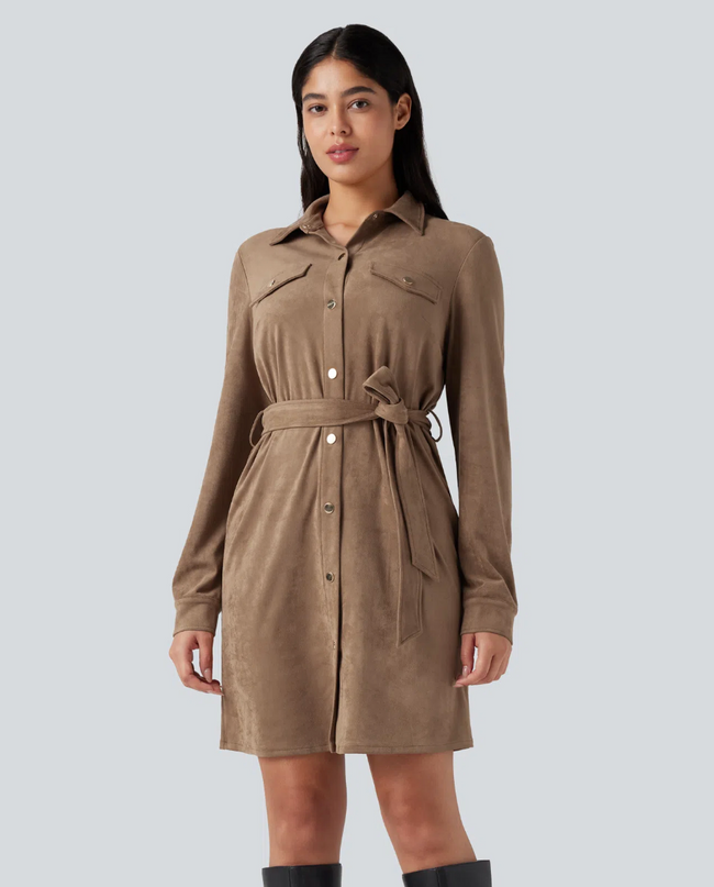 EVORA® Arden Corduroy Lace-Up Dress