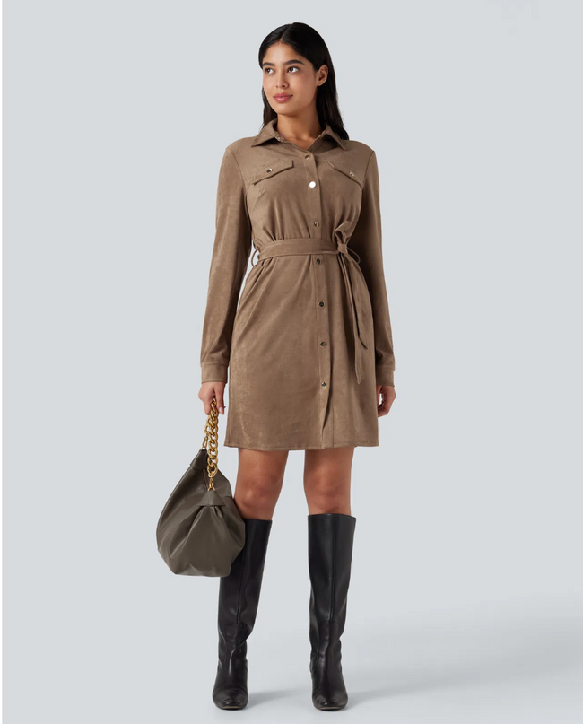 EVORA® Arden Corduroy Lace-Up Dress