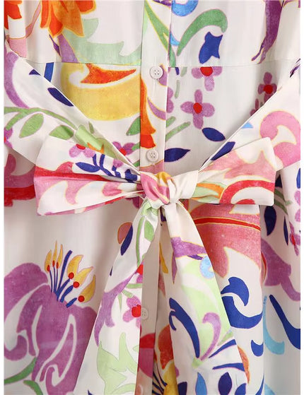 2025 New Faion Long Sve Floral Print Midi Dr Women'S Casual Polyester Fabric Basic Sle Single Piece Spring Summer