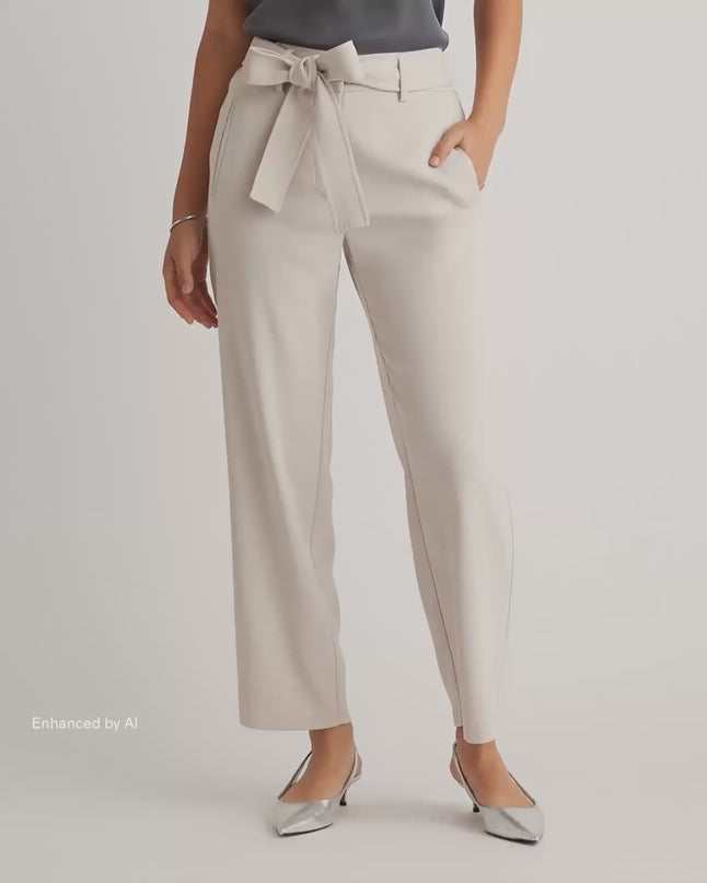 EVORA® Stretch Crepe Paperbag Pants